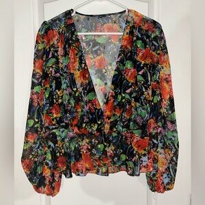 Buffalo David Bitton | Sheer Peplum Floral blouse